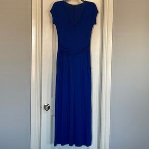 New York & Company Blue V-Neck Maxi Dress With Pockets.